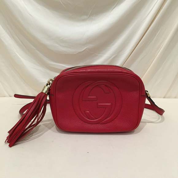 Gucci Handbags - Gucci Red Leather Soho Camera Crossbody Bag Sku# 74146